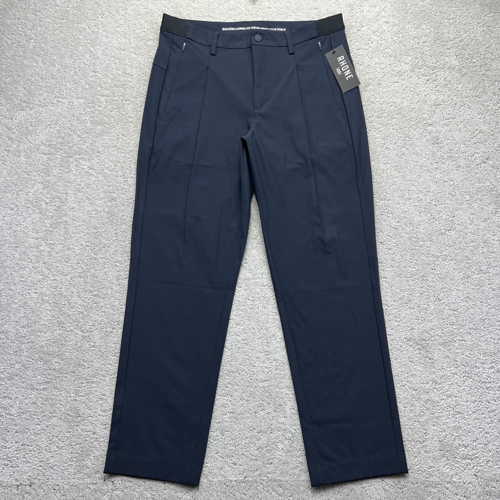 Rhone Tokyo Trouser Mens Size 32 True Navy Blue Stretch Knit Relaxed Tapered